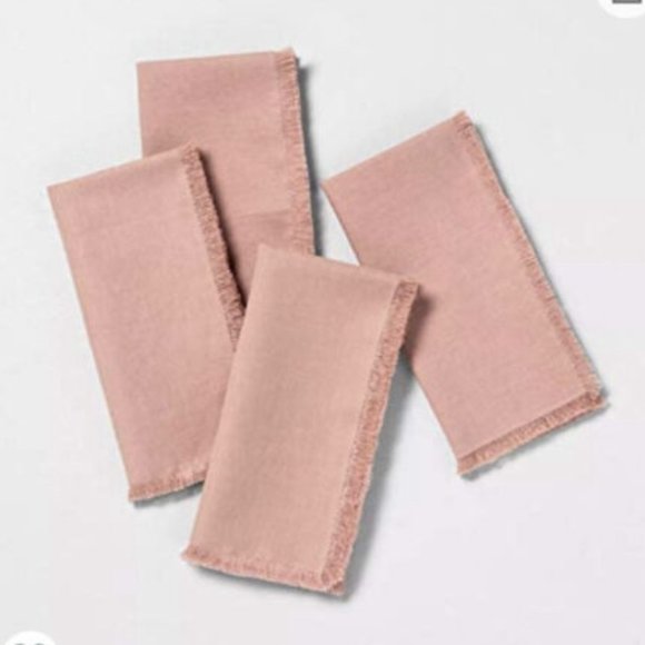 NWT Hearth & Hand w Magnolia-2 X 4 pack Raw Edge Linen Blend 8 Napkins Rose Gold - Picture 9 of 9